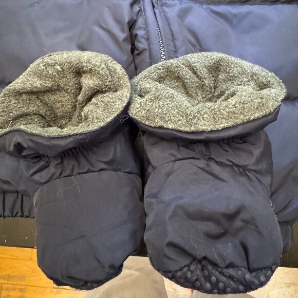 Baby Gap Down Snowsuit 12M Navy Infant Bunting Winter Warm Hooded With Booties - Picture 2 of 4